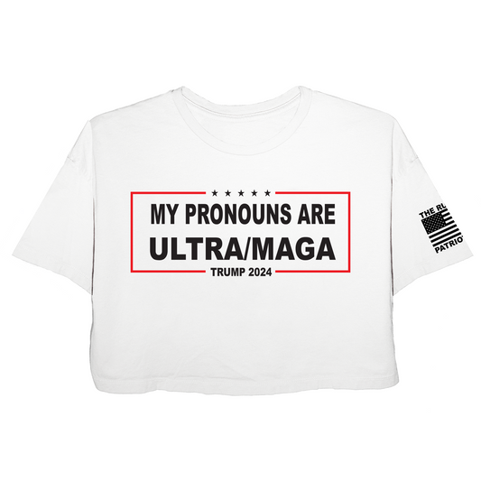 My Pronouns Are Ultra MAGA Jersey Crop Top T-Shirt