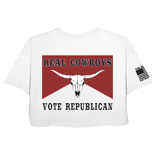 Real Cowboys Vote Republican Jersey Crop Top T-Shirt